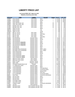 Liberty Price List