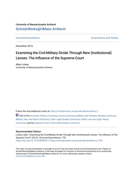 Examining the Civil-Military Divide Through New (Institutional) Lenses: the Influence of the Supreme Court