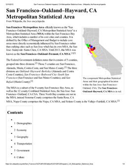 San Francisco–Oakland–Hayward, CA Metropolitan Statistical Area