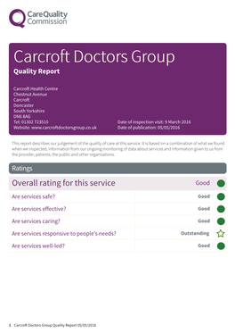 Carcroft Doctors Group Quality Report