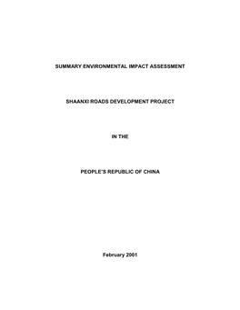 Summary Environmental Impact Assessment Shaanxi