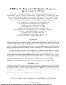 The Near-Infrared Multi-Band Ultraprecise Spectroimager for SOFIA