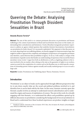 Analysing Prostitution Through Dissident Sexualities in Brazil