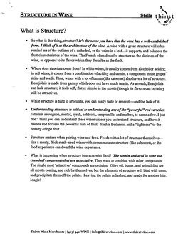 Structure in Wine Steiia Thiast