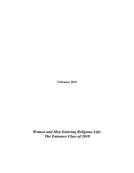 Women and Men Entering Religious Life: the Entrance Class of 2018