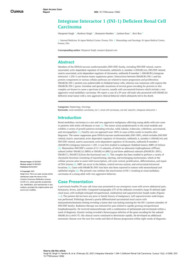 Integrase Interactor 1 (INI-1) Deficient Renal Cell Carcinoma