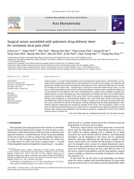 Surgical Suture Assembled with Polymeric Drug-Delivery Sheet for Sustained, Local Pain Relief