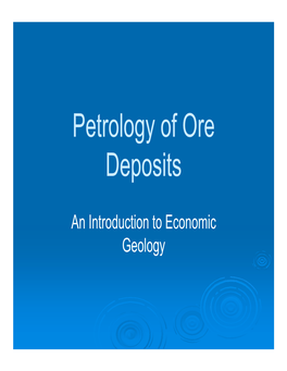 Petrology of Ore Deposits