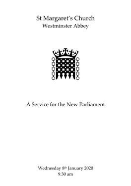 Westminster Abbey a Service for the New Parliament