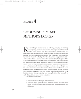 Choosing a Mixed Methods Design