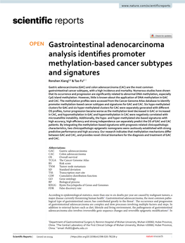 Gastrointestinal Adenocarcinoma Analysis Identifies Promoter