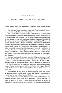 SEXUAL ALLEGATIONS for POLITICAL ENDS Cicero and the State