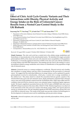 Effect of Citric Acid Cycle Genetic Variants and Their Interactions With