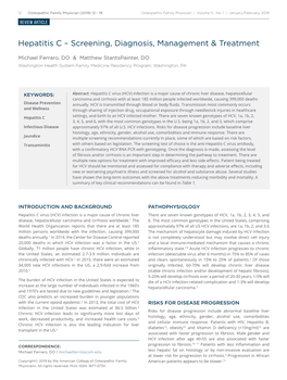 Hepatitis C – Screening, Diagnosis, Management & Treatment