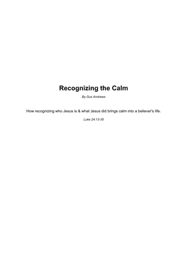 Recognizing the Calm