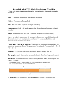 Second Grade C CCSS M Math Vo Ocabular Ry Word D List