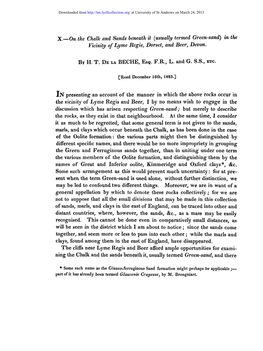 X.—On the Chalk and Sands Beneath It {Usually Termed Green-Sand) in the Vicinity of Lyme Regis, Dorset, and Beer, Devon