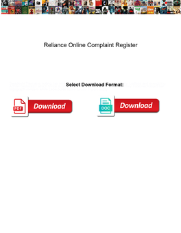 Reliance Online Complaint Register