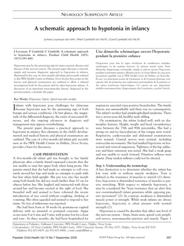 A Schematic Approach to Hypotonia in Infancy