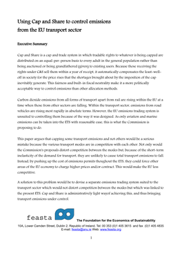 Using Cap and Share to Control Emissions from the EU Transport Sector