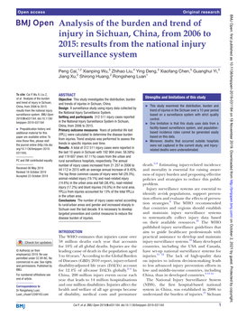 Analysis of the Burden and Trend of Injury in Sichuan, China, from 2006 to 2015: Results from the National Injury Surveillance System