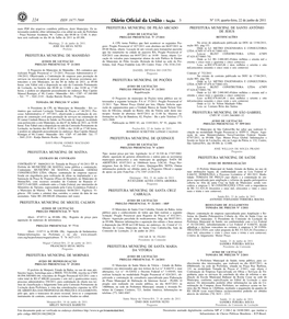 ISSN 1677-7069 3 Nº 119, Quarta-Feira, 22 De Junho De 2011 Mato PDF Dos Arquivos Contábeis Públicos, Deste Município