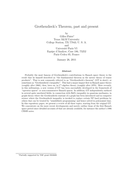 Grothendieck's Theorem, Past and Present