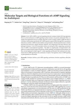 Molecular Targets and Biological Functions of Camp Signaling in Arabidopsis