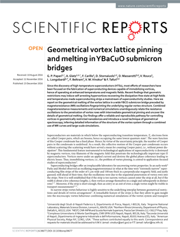 Geometrical Vortex Lattice Pinning and Melting in Ybacuo Submicron Bridges Received: 10 August 2016 G