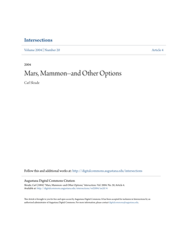 Mars, Mammon--And Other Options Carl Skrade