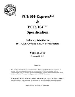 PCI/104-Express and Pcie/104 Specification