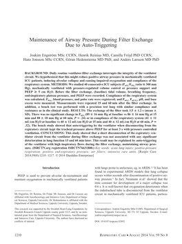 Maintenance of Airway Pressure During Filter Exchange Due to Auto-Triggering