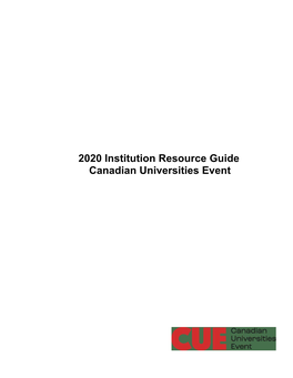 2020 Institution Resource Guide Canadian Universities Event