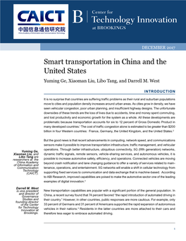 Smart Transportation in China and the United States Yuming Ge, Xiaoman Liu, Libo Tang, and Darrell M