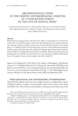 Archaeological Finds in the Deepest Anthropogenic Stratum at 3 Concepción Street in the City of Huelva, Spain*