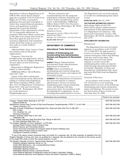 Federal Register/Vol. 64, No. 145/Thursday, July 29, 1999/Notices