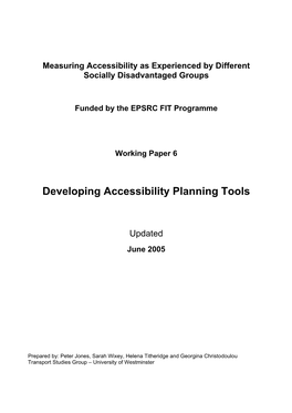 Developing Accessibility Planning Tools