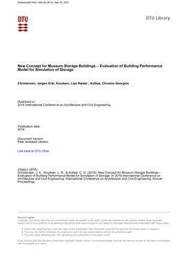 New Concept for Museum Storage Buildings – Evaluation of Building Performance Model for Simulation of Storage