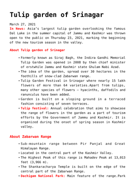 Tulip Garden of Srinagar