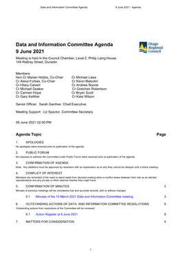 Data and Information Committee Agenda 9 June 2021 - Agenda