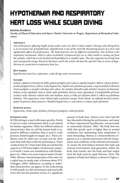 Hypothermia and Respiratory Heat Loss While Scuba Diving