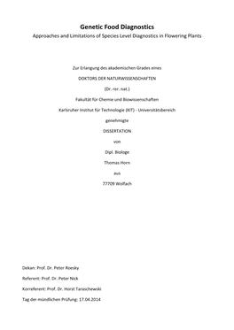 Approaches and Limitations of Species Level Diagnostics in Flowering Plants