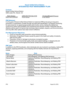 Integrated Pest Management Plan 2021-22