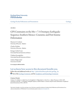 GPS Constraints on the Mw = 7.5 Ometepec Earthquake Sequence, Southern Mexico: Coseismic and Post-Seismic Deformation