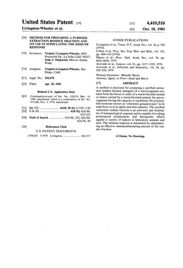 United States Patent (19) 11 4,410,510 Livingston-Wheeler Et Al