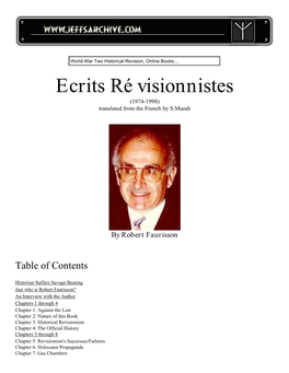 Robert Faurisson, Ecrits Re'visionnistes, Table of Contents