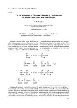 On the Mechanism of Oligomer Formation in Condensations of Alkyl Cyanoacetates with Formaldehyde