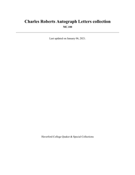 Charles Roberts Autograph Letters Collection MC.100