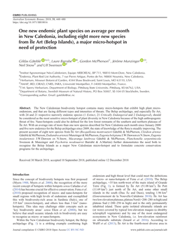 One New Endemic Plant Species on Average Per Month in New Caledonia, Including Eight More New Species from Île Art (Belep Islan