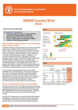GIEWS Country Brief Benin